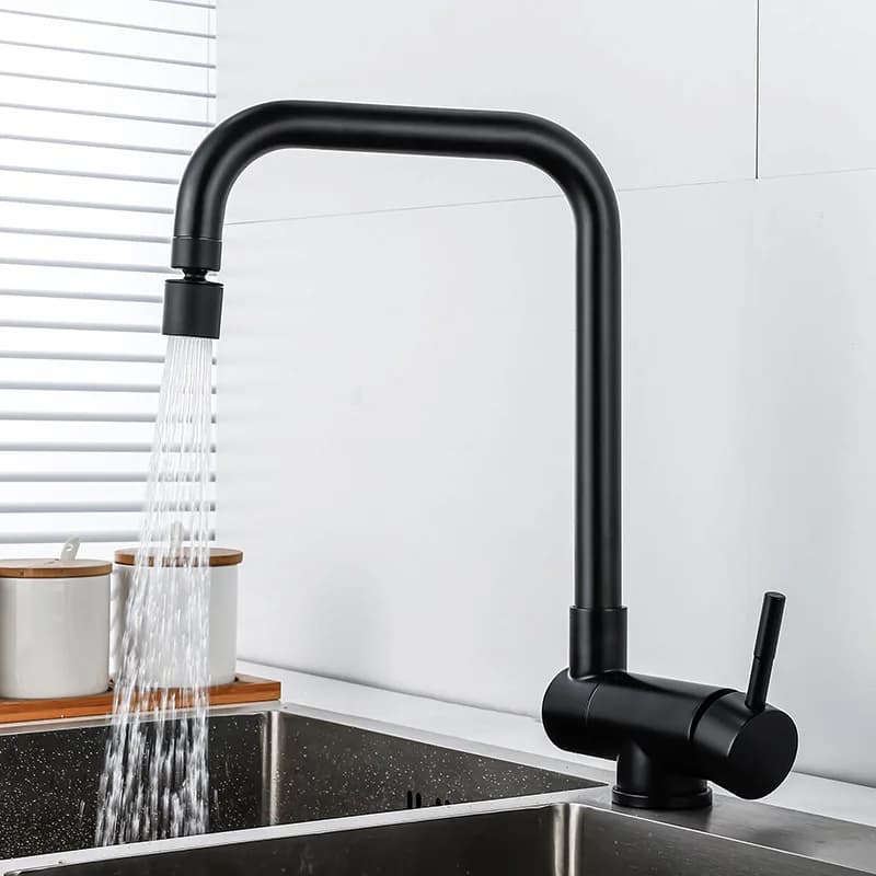 Rubinetto da cucina a scomparsa con miscelatore acqua calda e fredda, in acciaio inossidabile nero, con testina spray a getto