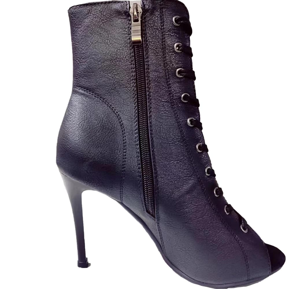 Sandali aperti da donna in vera pelle PU di lusso nobile personalizzati Sandali con punta aperta Tacchi a spillo sexy Scarpe Stivali da ballo con tacco salsa all'aperto