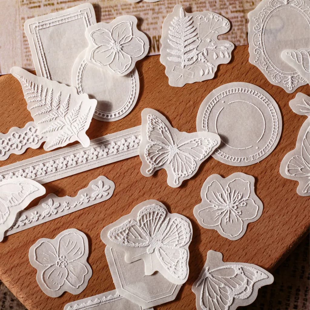 Journamm 10 Pcs Washi Paper Decorative Stickers Butterfly Flower Stickers for Scrapbook Junk Journal Diary Planner Art Supplies