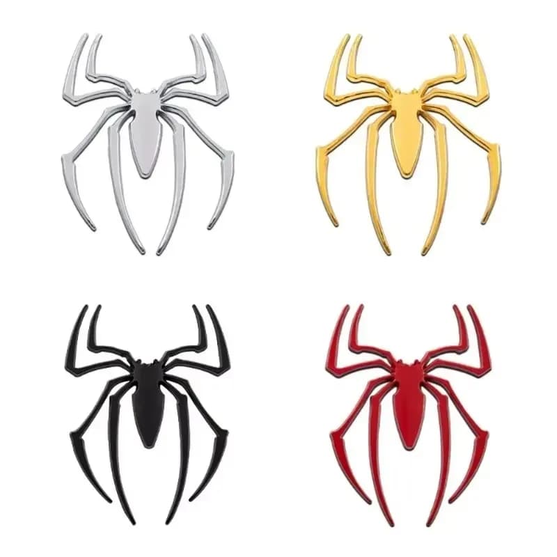 One piece of 3D new car sticker metal silver/gold spider-shaped chrome car badge decal