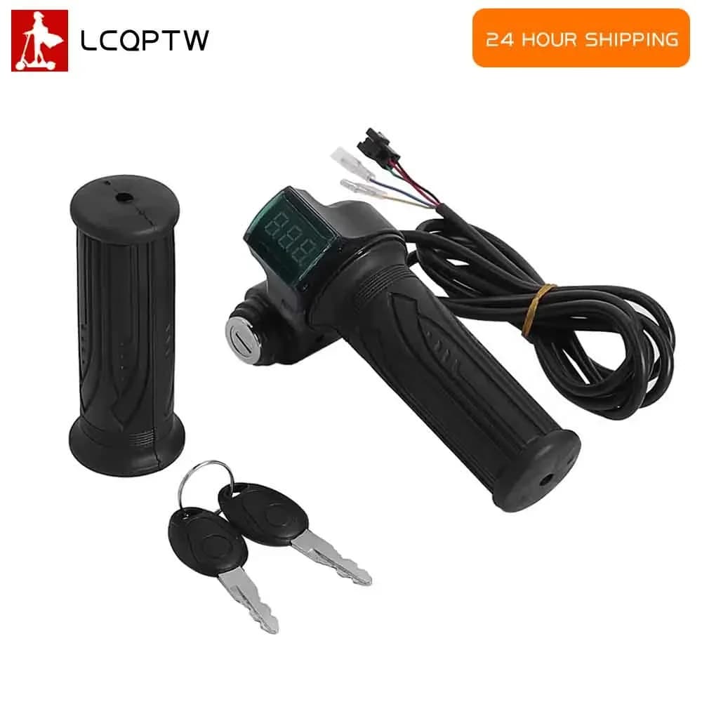 24/36/48/60V LED Digital Meter for Electric Bike Scooter Throttle Grip Handlebar With Power Switch LED Display Repair Part