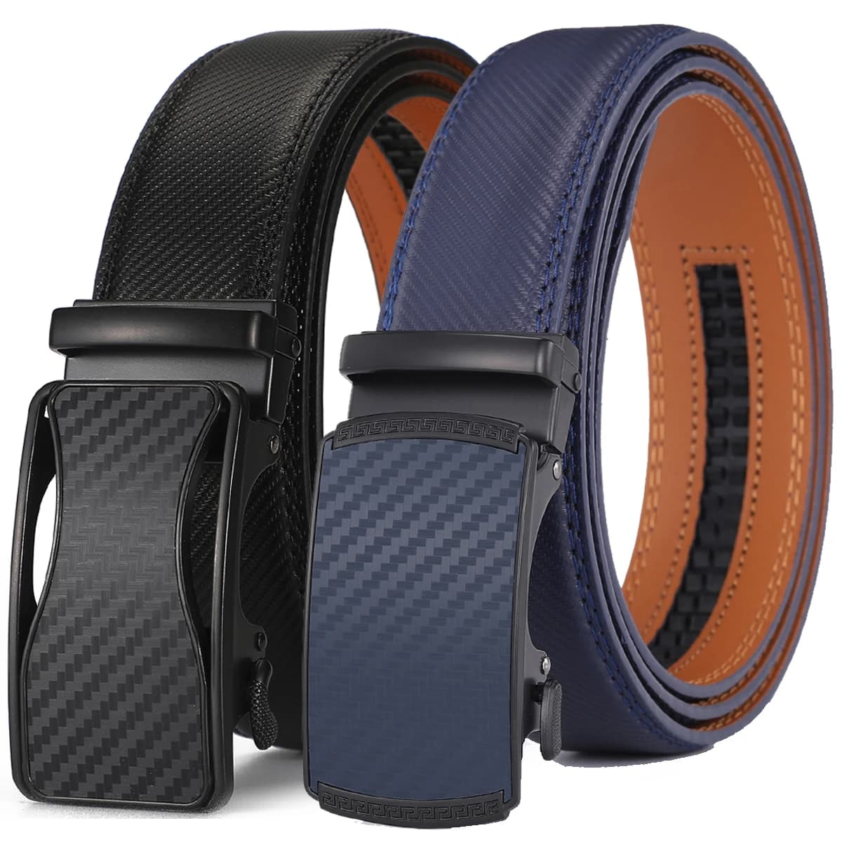 Men's Automatic Buckle Belt, High-end Men's Belt, Business Luxury Designer Waist Belt Jeans 3.5cm Black Blue