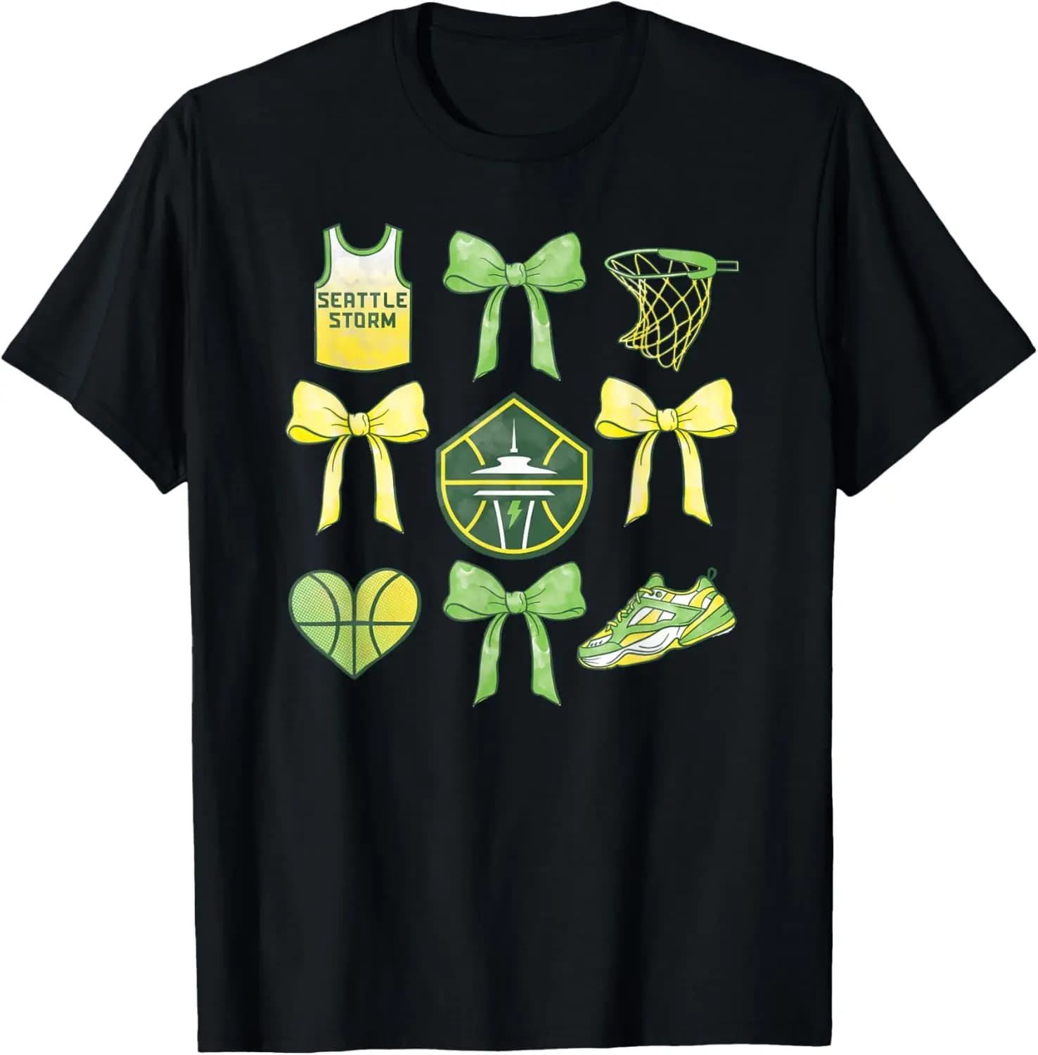 WNBA Bow Grid T-Shirt 100% Cotton Trendy Y2K Short-Sleeve Tee-Soft, Quick-Drying, Moisture-Wicking; Ideal Sports Casual Wear;