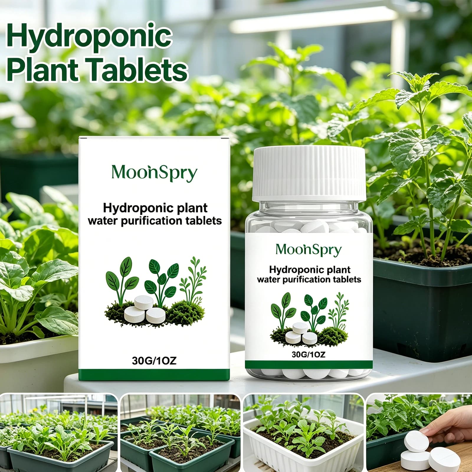 Moonspry Compresse Idroponiche Purificanti per Acqua, Integratore Nutritivo per Piante Acquatiche, Bilancia il pH, Inibisce le Alghe, Riduce i Sedimenti 30g