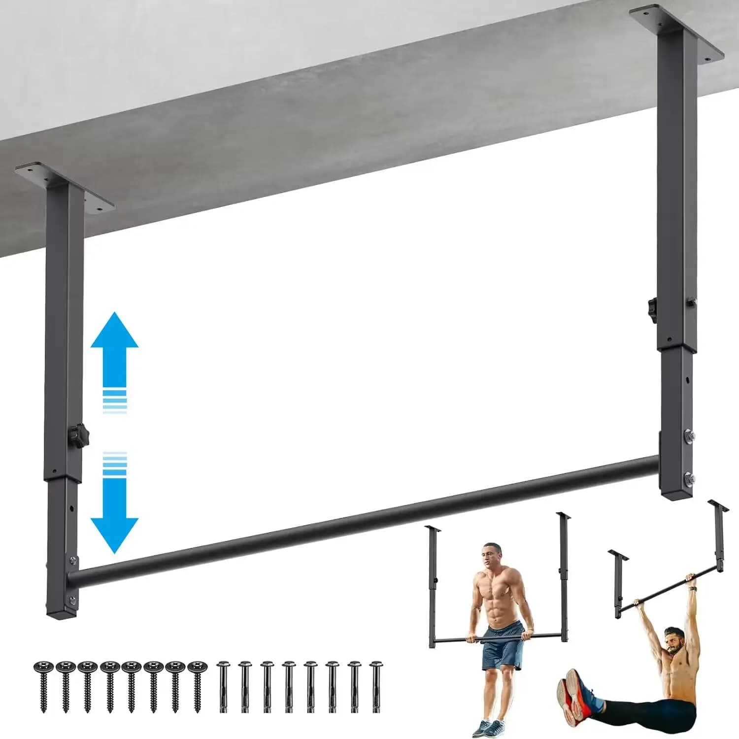 48" ceiling mounted traction bar, base size 8,3"x2", mounted traction bar, adjustable height, traction bands