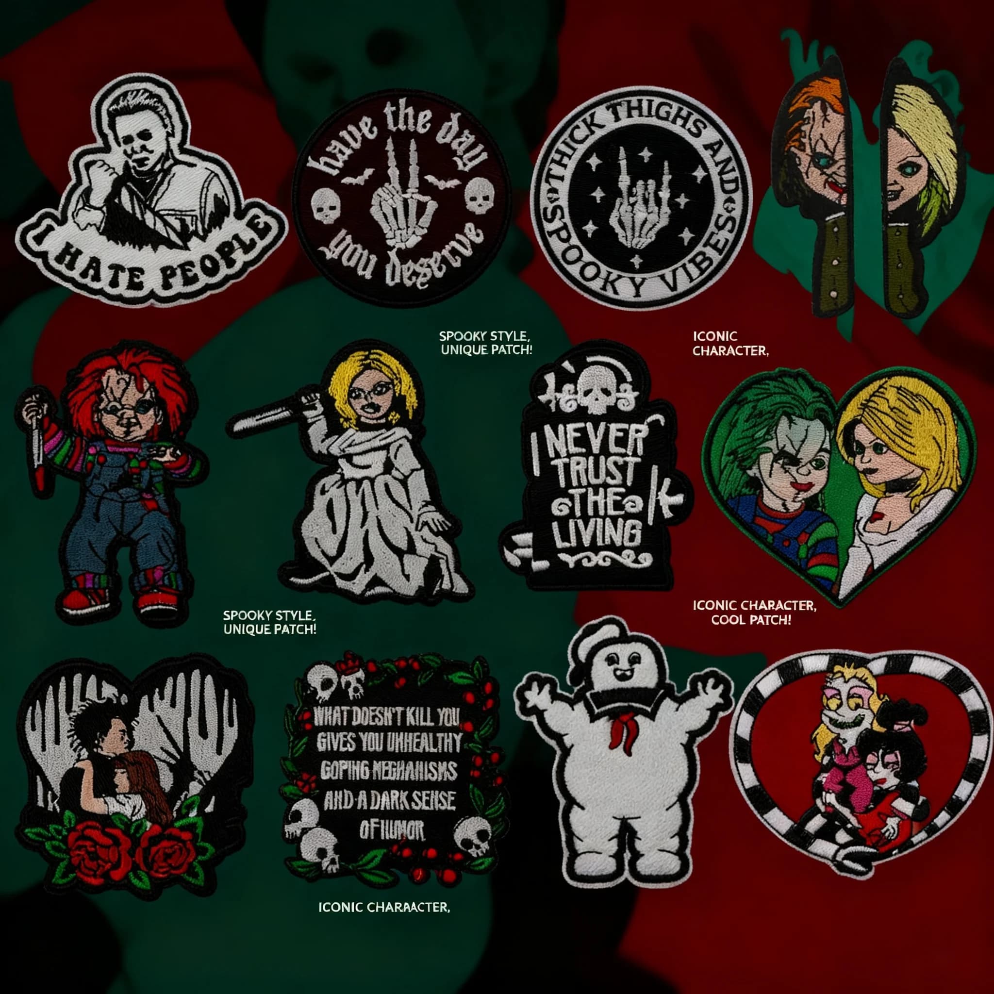 Toppe Ricamate a Tema Horror di Halloween, Toppe Termoadesive Fai da Te per Abbigliamento, Giacche, Zaini, Distintivi, Accessori per Costumi di Halloween