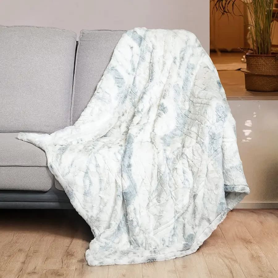 Coperta Elettrica Riscaldante 50 x 60, con 4 Livelli di Calore e Spegnimento Automatico 4H, Certificata ETL, Blu Marmo Double Sid