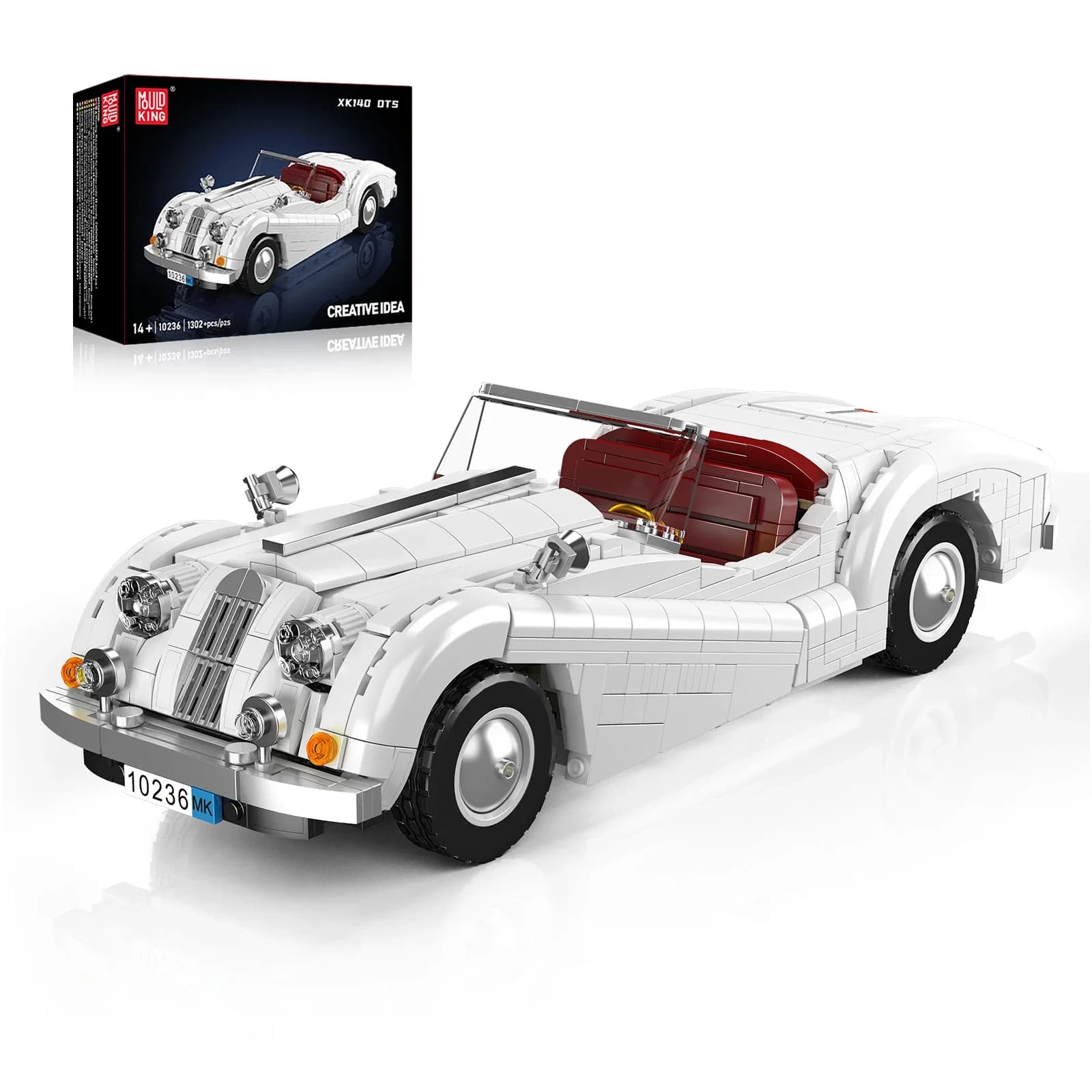 10236 Vintage Convertible Building Block Car Retro Classic Sports Car Model Kit for Adult Collectors Advanced Builders