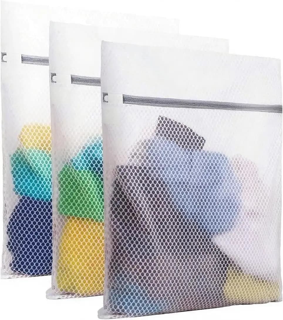 3 Grandi Sacchi a Rete per Bucato Delicato - Sacchetti a Nido d'Ape con Cerniere Premium, Proteggono Lingerie, Reggiseni, Calzini, Maglioni, Ideali per Viaggi e Organizzazione
