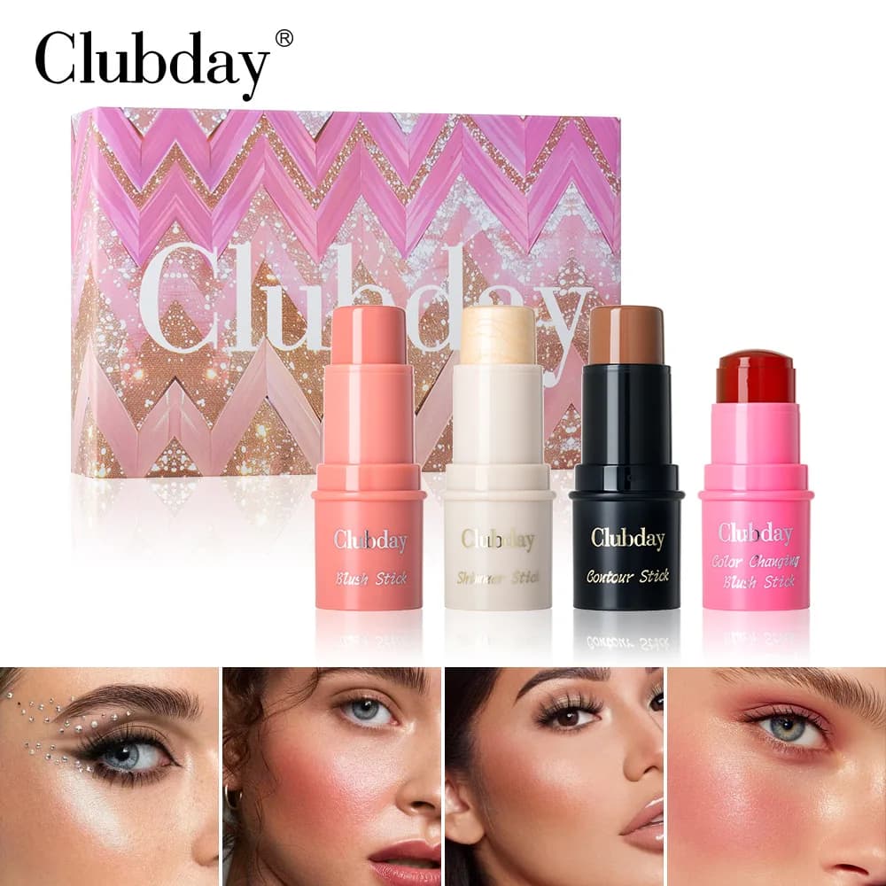 Stick illuminante e contouring 2 in 1 a lunga durata, impermeabile, illuminante naturale, stick blush per trucco stereoscopico