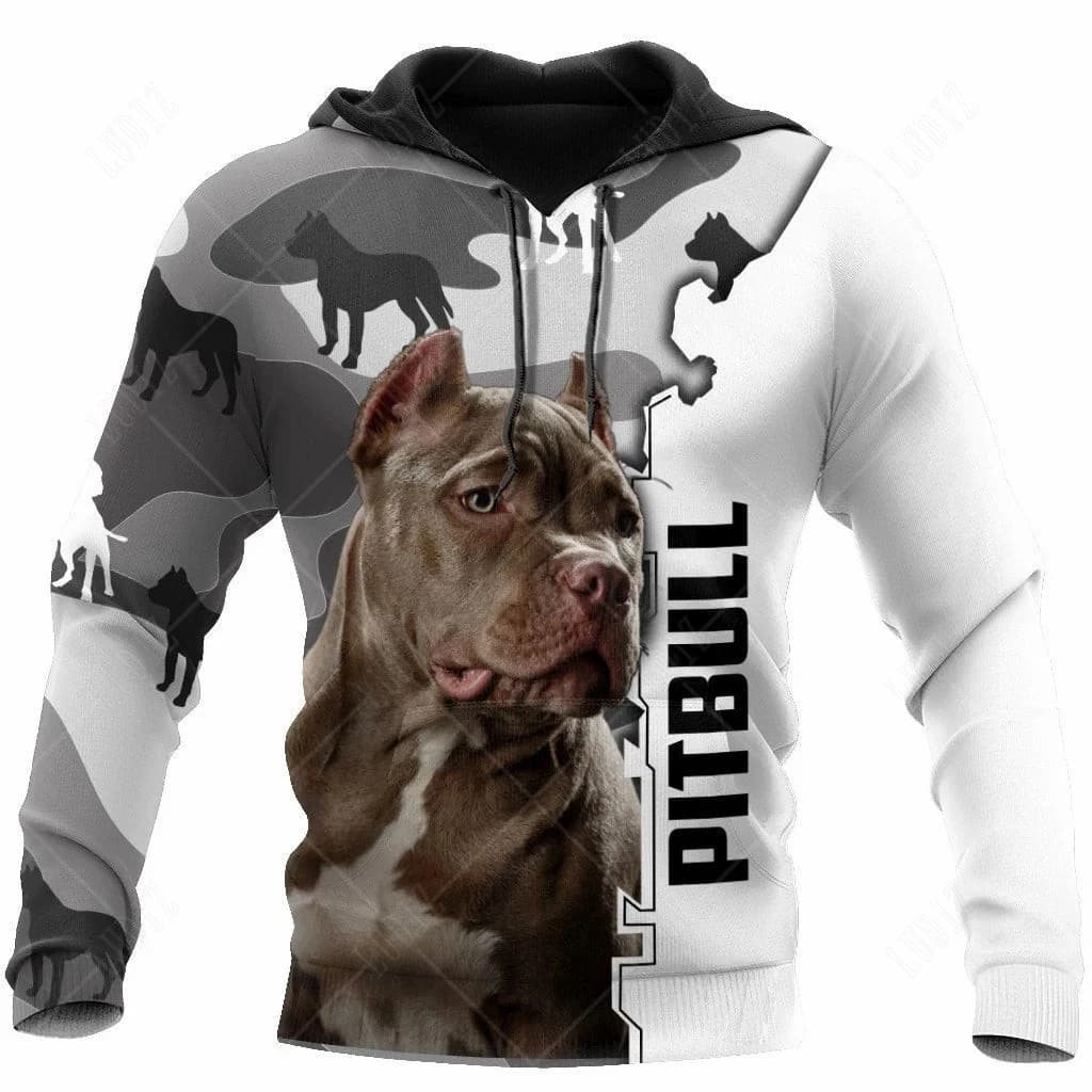 Felpe con cappuccio Pitbull per cani da compagnia Felpa con cappuccio da uomo Stampa 3D Top per adulti unisex Autunno Manica lunga Streetwear Con cappuccio per abbigliamento da uomo