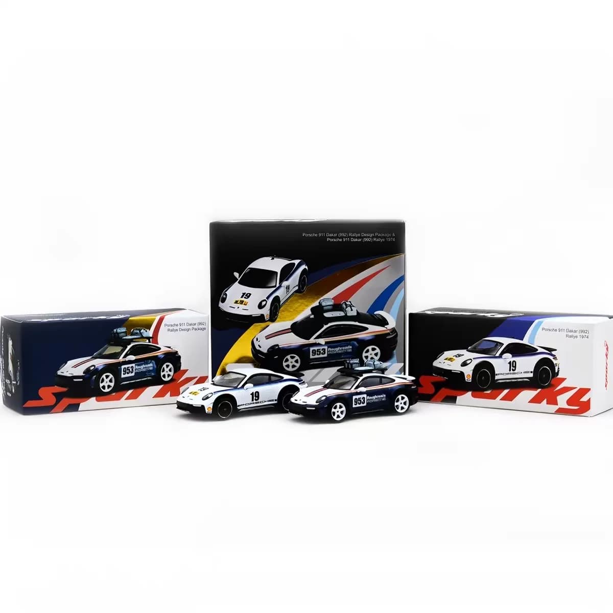 Tiny Sparky 1:64 Scale Porsche 911 Dakar 953 Alloy Car Model with Luggage Pack