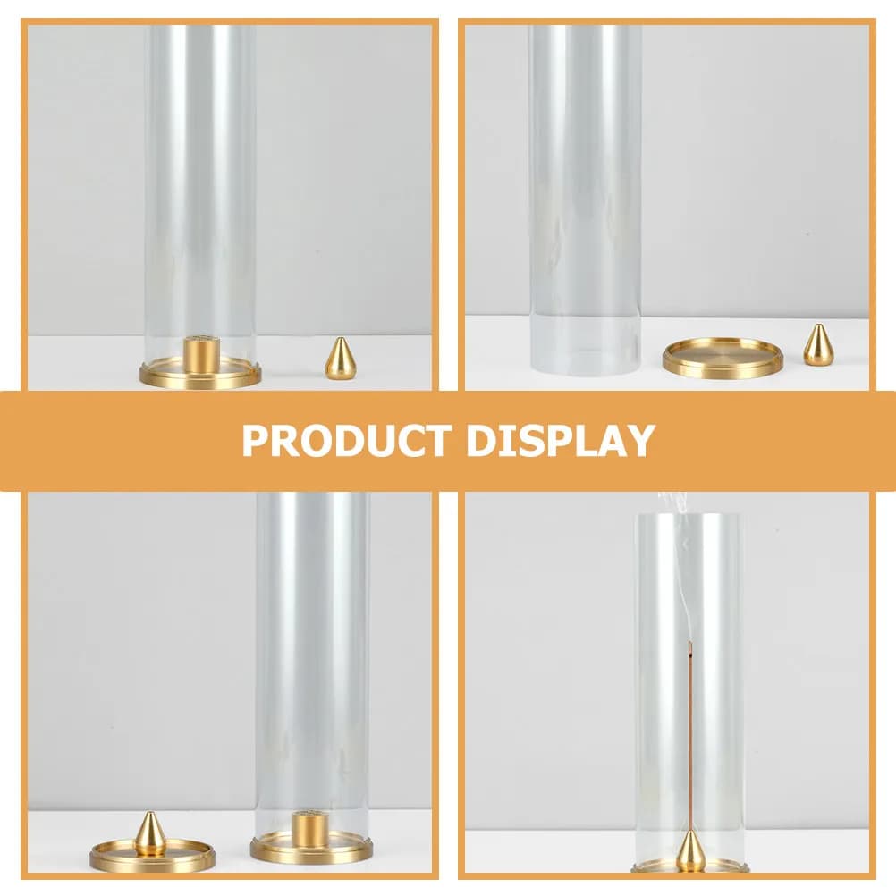 Set di 1 Bruciatore per Incenso in Ottone e Acrilico, Porta Incenso Decorativo con Raccoglitore di Ceneri per Casa, Scrivania, Relax, Sonno, Riduzione dello Stress, Aromaterapia