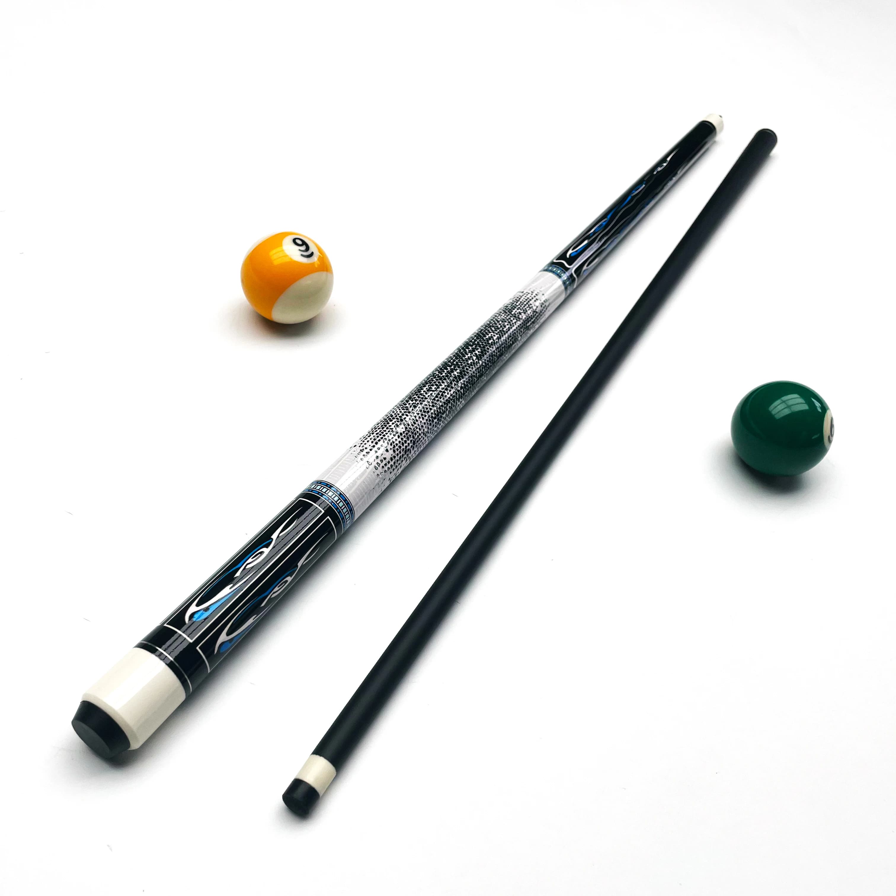 1/2 Split Billiard Pool Cue Stick 13mm Leather Tip Unique Pattern Billiards Cue for 9-Ball Pool Game