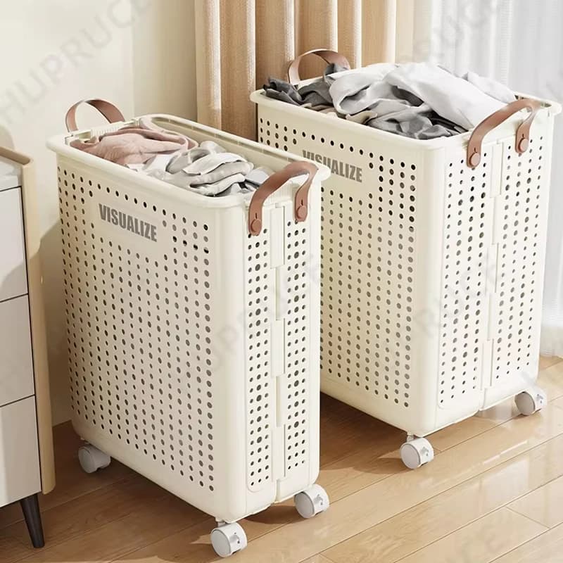 Cesto portaoggetti pieghevole per la biancheria con rotelle per lavare i vestiti, cassetti organizer per giocattoli