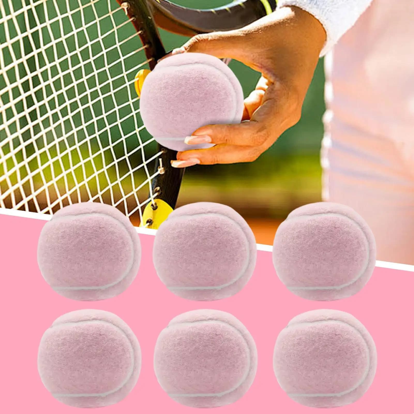 Palline da allenamento elastiche resistenti all'usura 64mm 6 pezzi Palline da tennis rosa Signore Principianti Pratica pallina da tennis per forniture di club