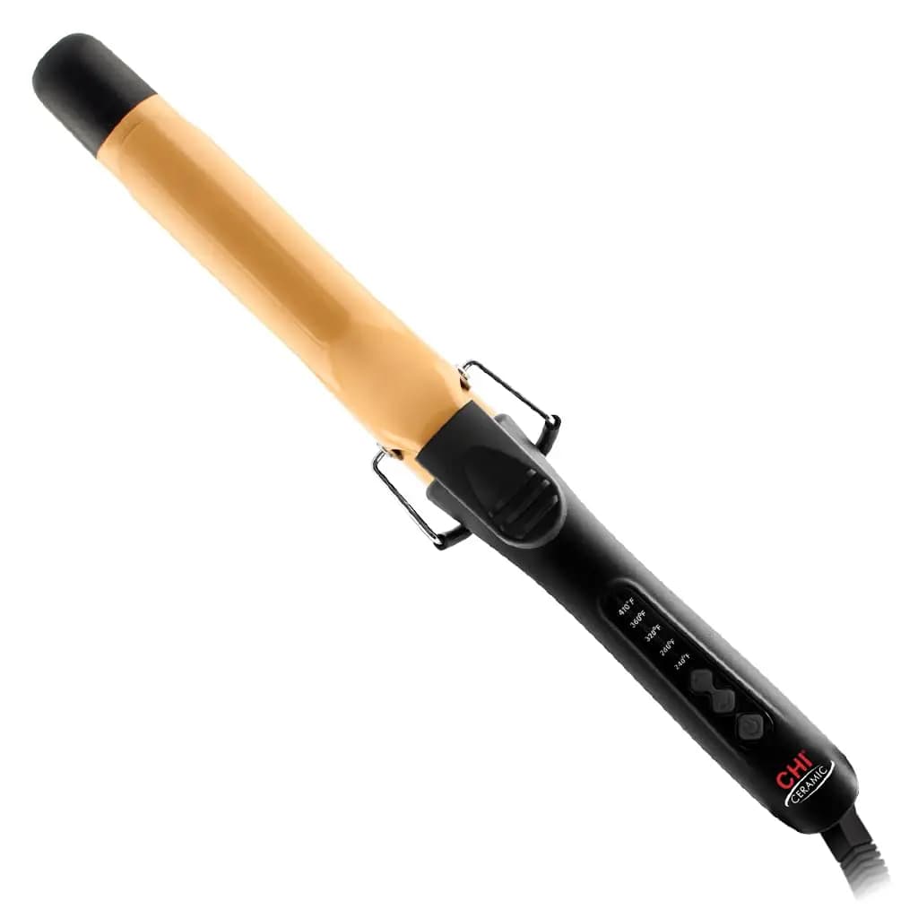 Ceramic curling iron for glossy hair and without crack with automatic shutdown and swivel cable, 1.5" barrel.