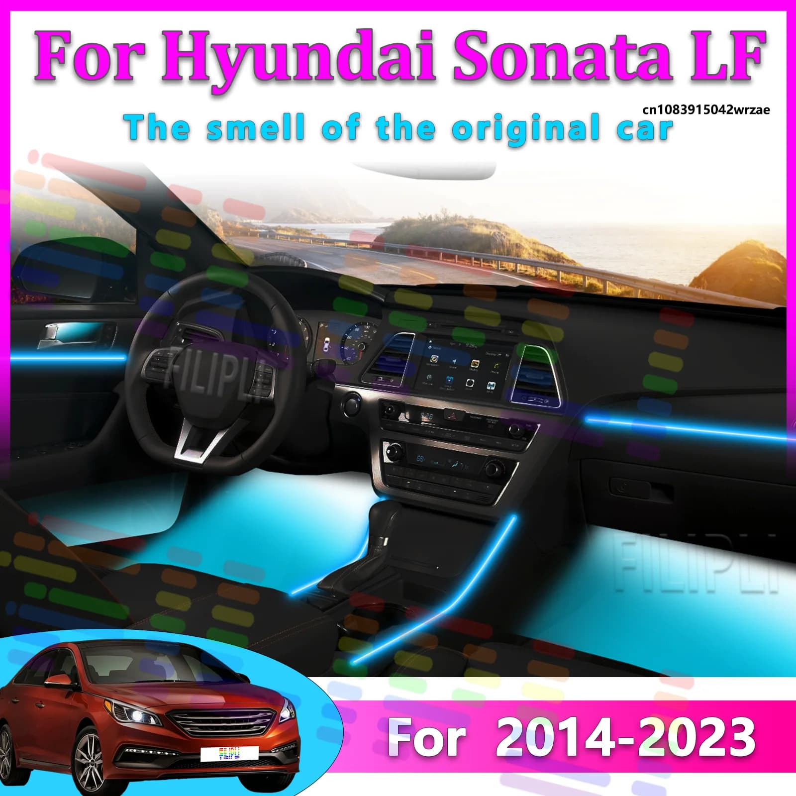 Luci Ambientali LED per Hyundai Sonata 2023Y LF, Illuminazione Atmosferica Colorata, Striscia Neon per Interni Auto, Controllo App, 64 Luci RGB