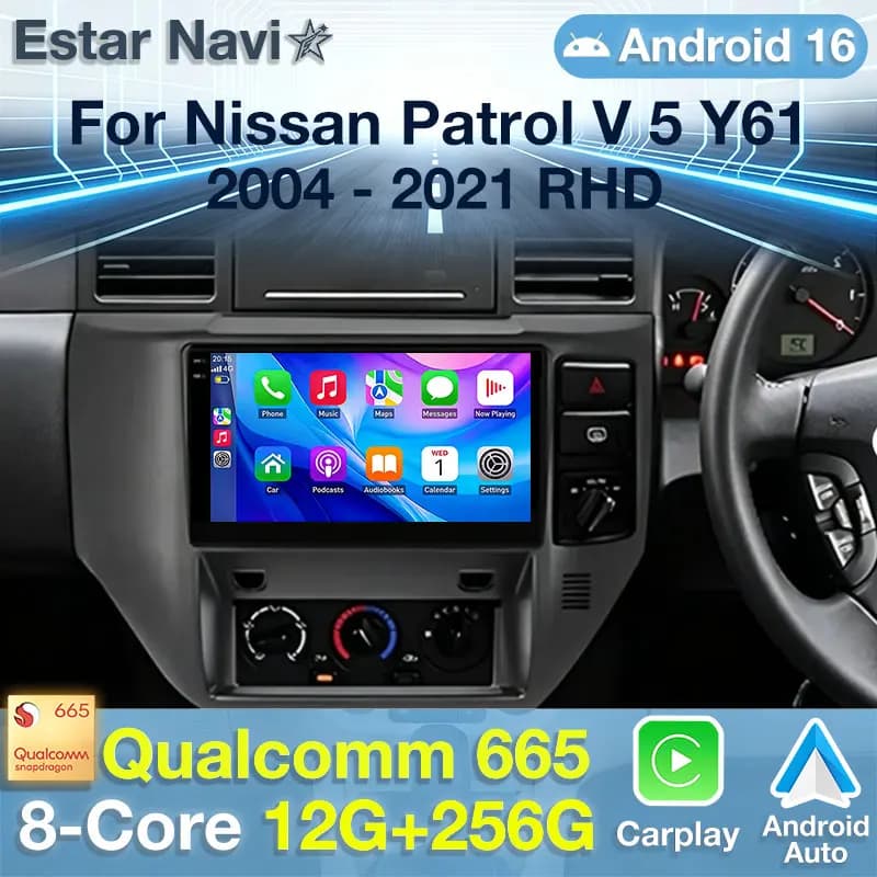 Android 16 Car Radio For Nissan Patrol V 5 Y61 2004-2021 RHD Video Player DSP Carplay Auto GPS Navigation No 2Din 360 BT 4G WIFI
