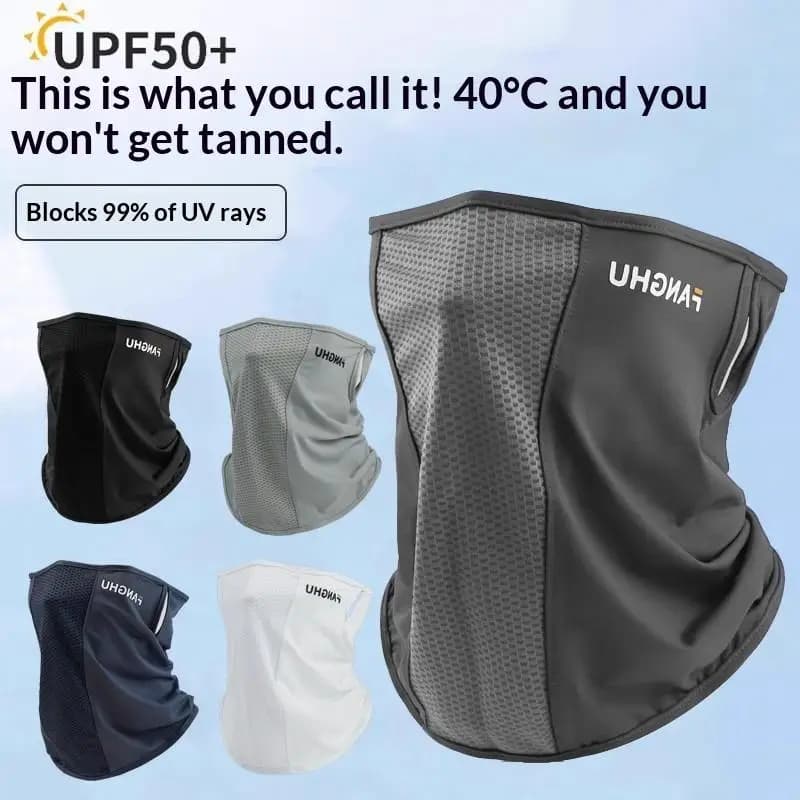 Maschera estiva in seta ghiacciata con protezione UV per collo e viso, con visiera, per ciclismo all'aperto, protezione solare, cappelli e berretti.