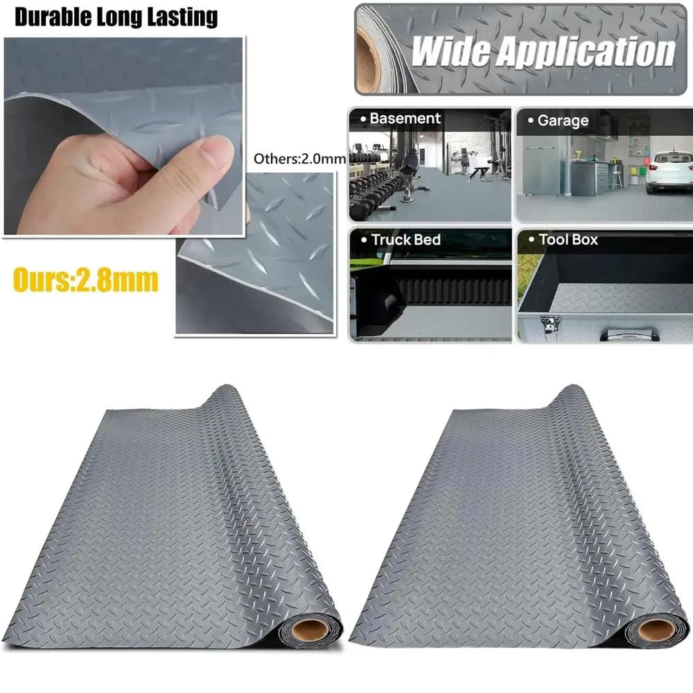 PVC Car Garage Mat - Waterproof Protector for Cars, Trailers, SUVs, basements, Gyms (Grigio) - 3ft x 2