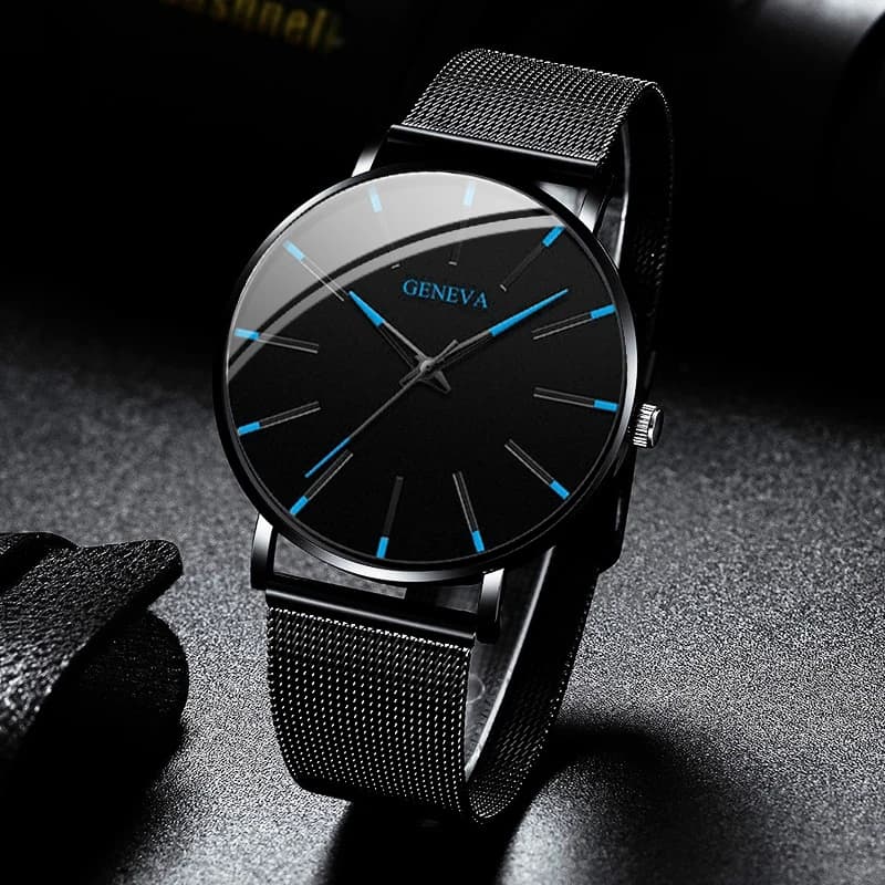 Orologi da lavoro da uomo ultra sottili alla moda Orologio da polso al quarzo con cintura in maglia di acciaio per uomo Orologio Reloj Hombre