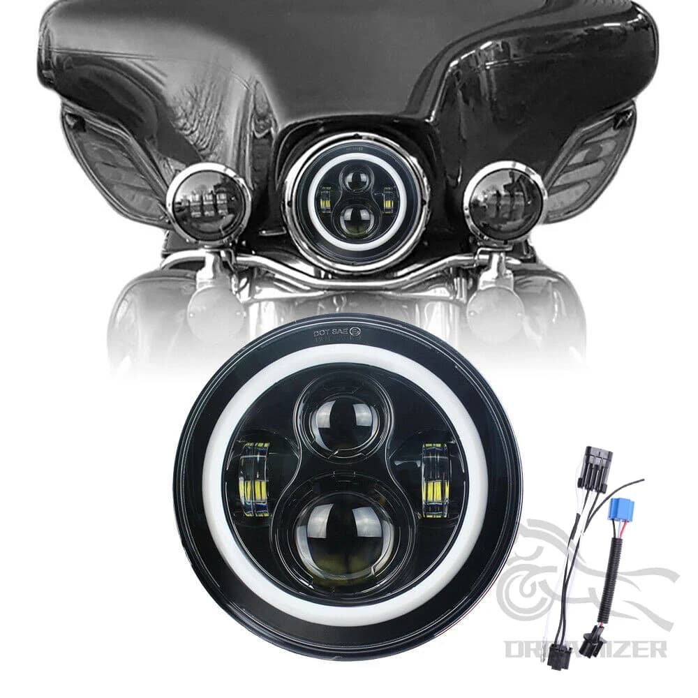 7 pollici Moto LED faro per Harley Bike con 4-1/2 "4.5" LED fari di passaggio fendinebbia 7 "staffa anello di montaggio Moto