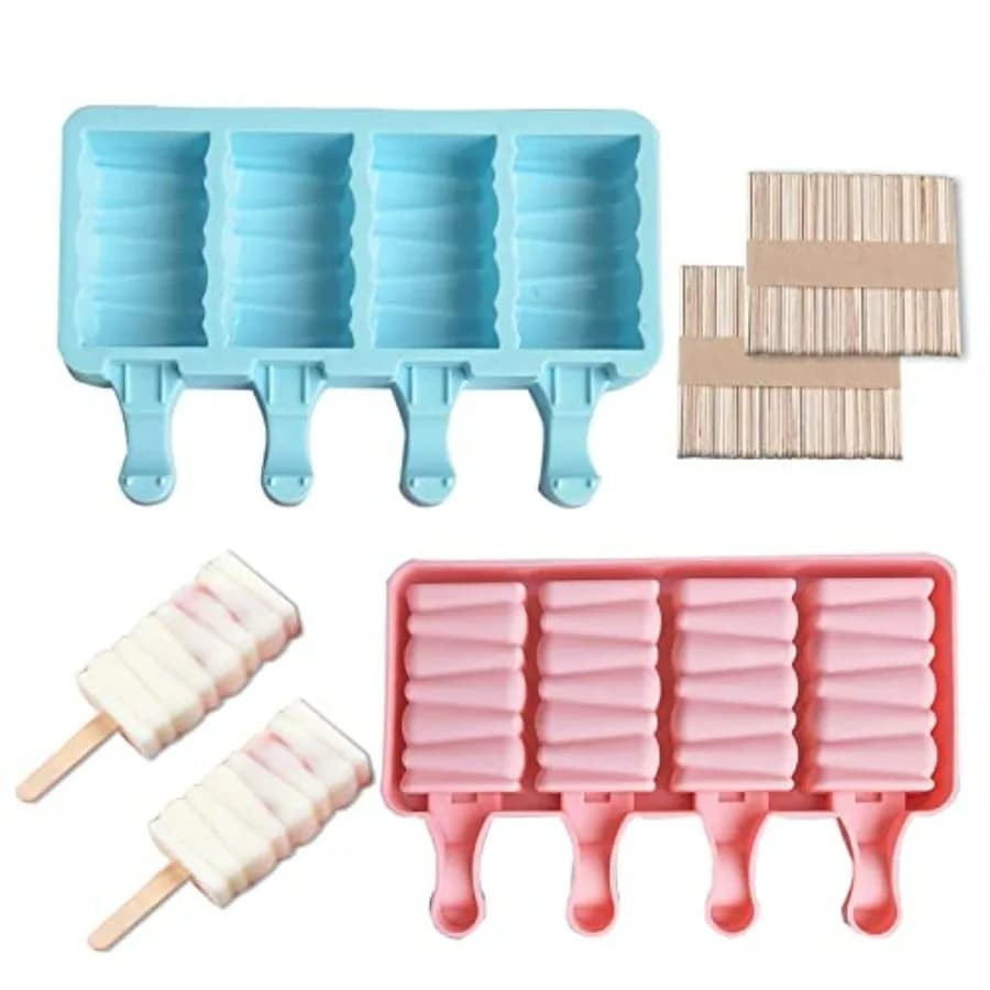 Set di 2 Stampi per Gelato, Stampi in Silicone per Cake Pops, Stampi per Ghiaccioli, Stampi in Silicone per Ghiaccioli Senza BPA
