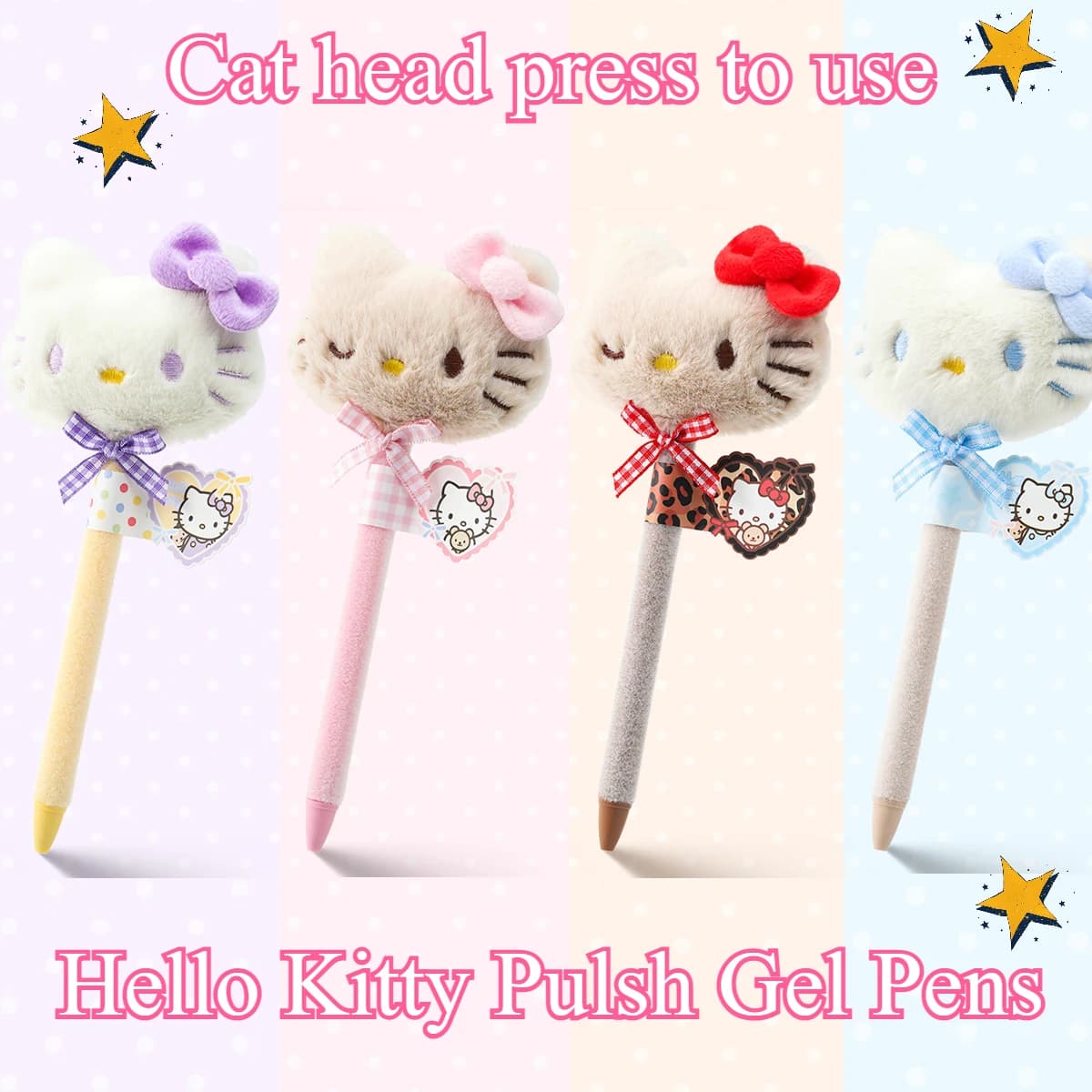 Nuove Penne Gel Hello Kitty con Personaggi Anime, Testa di Gatto a Pressione, Articoli Scolastici, Forniture per Scrittura, Regalo