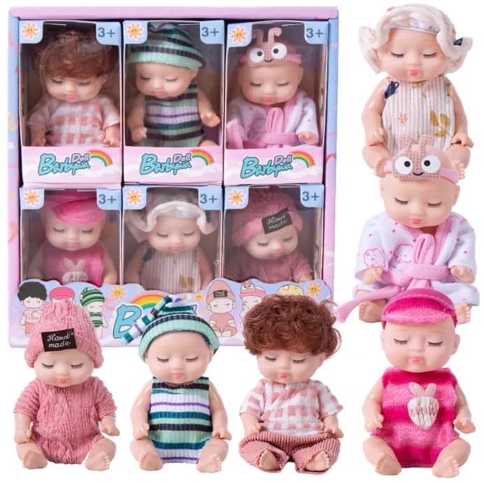6 mini bambole da 4 pollici, adorabili bambole fatte a mano, giocattoli per bambine per Natale e compleanno