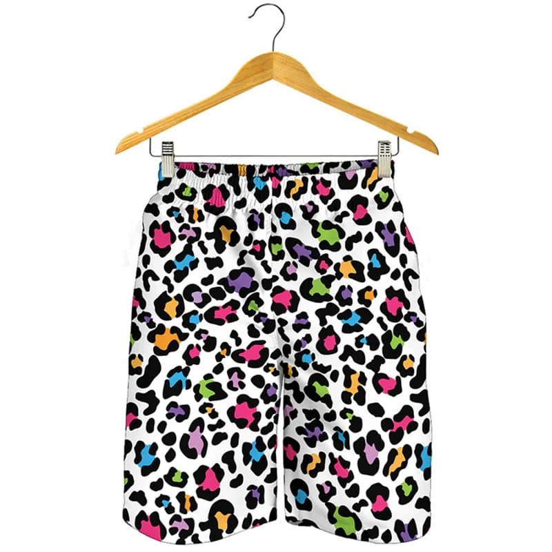 Pantaloncini stile streetwear hip hop da uomo con stampa 3D, pantaloncini leopardati unici con motivo a pelle di animale, pantaloncini estivi Harajuku.