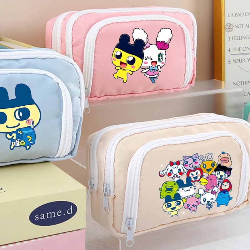 Tamagotchi Multi Layer Pen Bag Sweet Cute Girl BOY Pencil Case Fashion Large Capacity Pink Stationery Pouch Back To School Gift