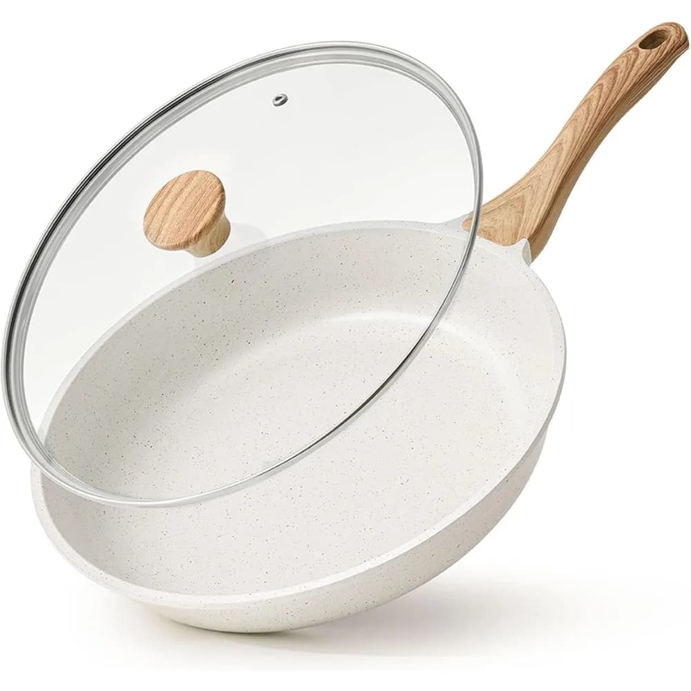 Padella Antiaderente in Ceramica Salutare con Coperchio 11 Pollici, Compatibile con Induzione, Senza PFAS