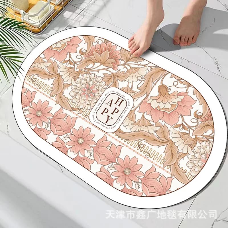 Tappetino da bagno rustico con terra diatomea, pavimento da bagno in stile fattoria, tappeto assorbente ad asciugatura rapida, antiscivolo, per lavabo