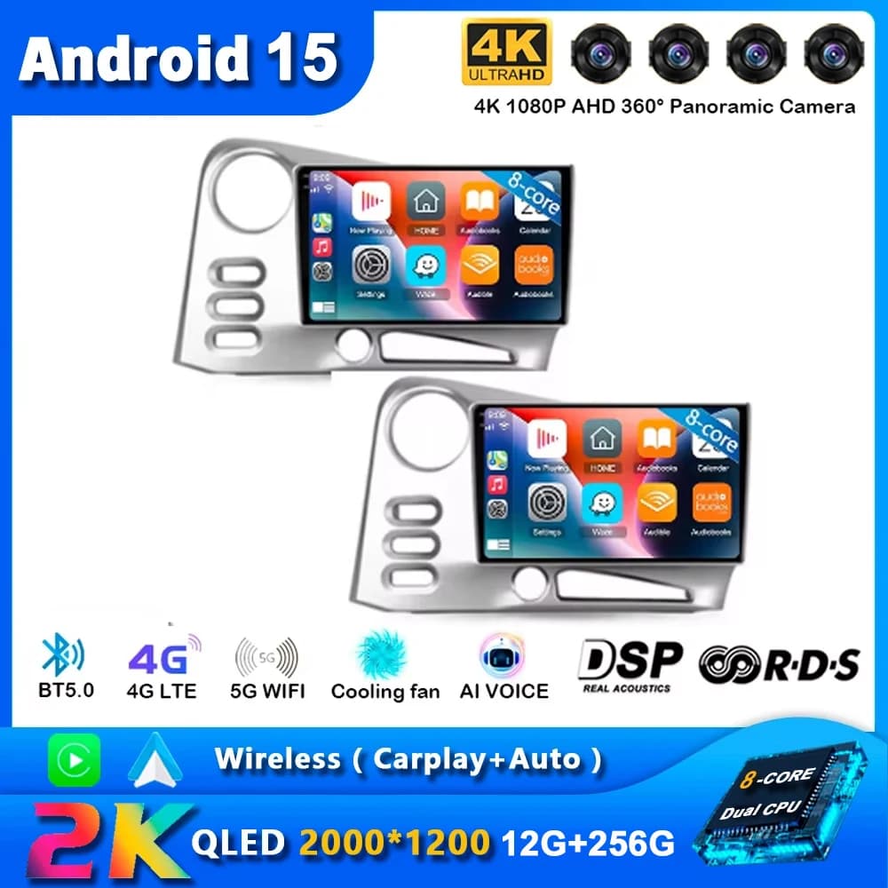 Android 15 Autoradio Per PONTIAC Vibe 2003 2004 Per Toyota Corolla Matrix E140 2003 - 2008 Navigazione Audio CarPlay GPS Tracker