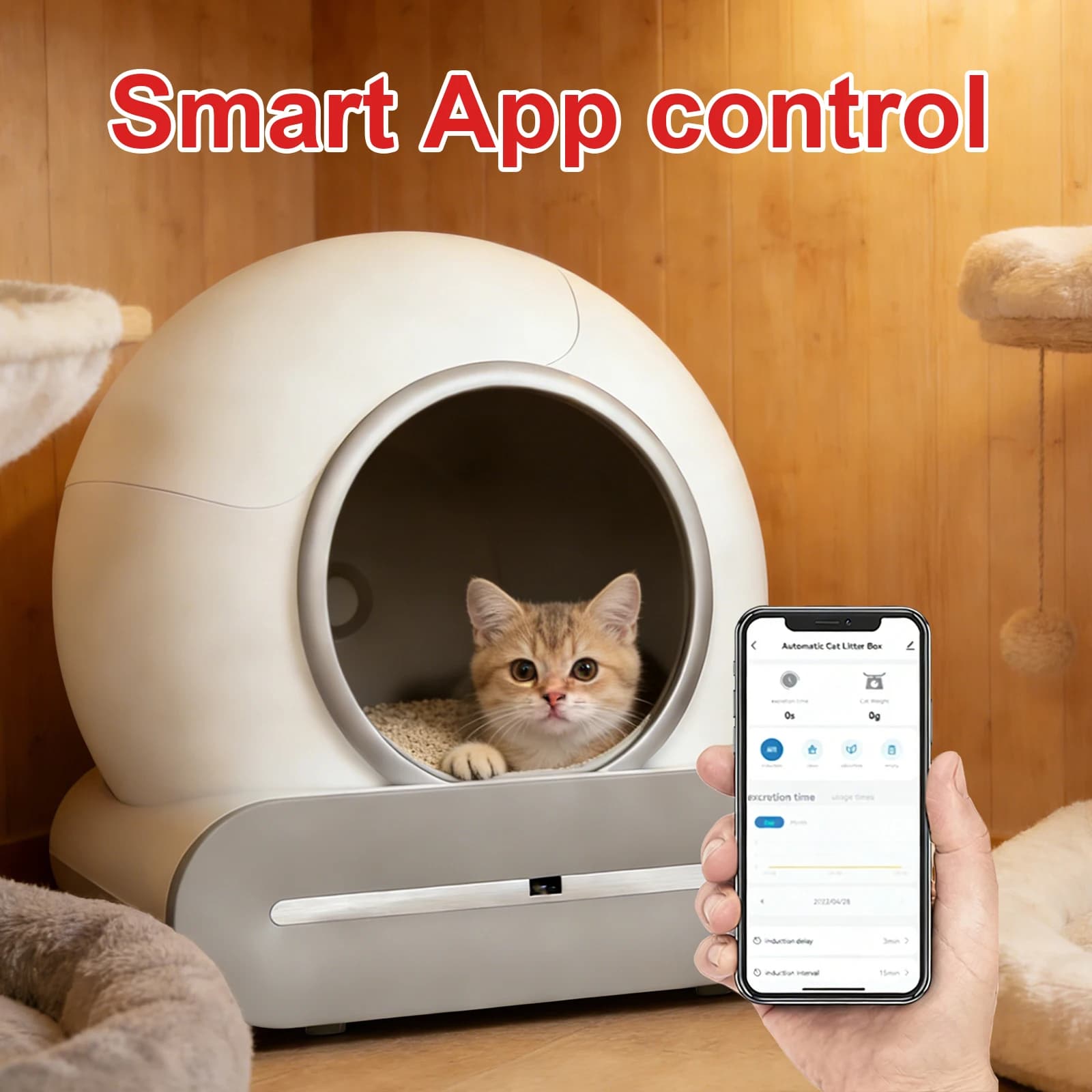Lettiera Automatica per Gatti Autopulente Completamente Chiusa con Controllo tramite App