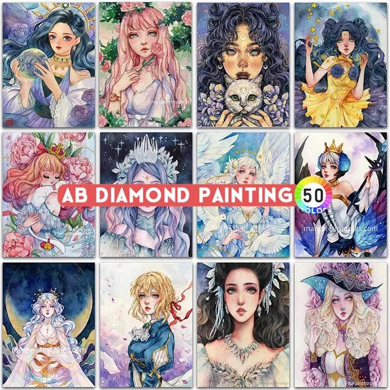 AB Kit di pittura diamante fai da te Vernice Cartoon Comics Ragazza Angelo Principessa Pieno quadrato rotondo Ricamo Mosaico Punto croce Decorazioni per la casa