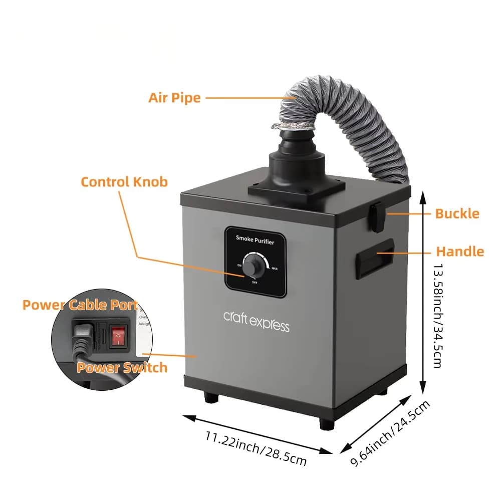 Craft Express Nuovo purificatore d'aria con rimozione della forcella per macchina da taglio laser che si illumina al buio e rimuove l'inquinamento atmosferico