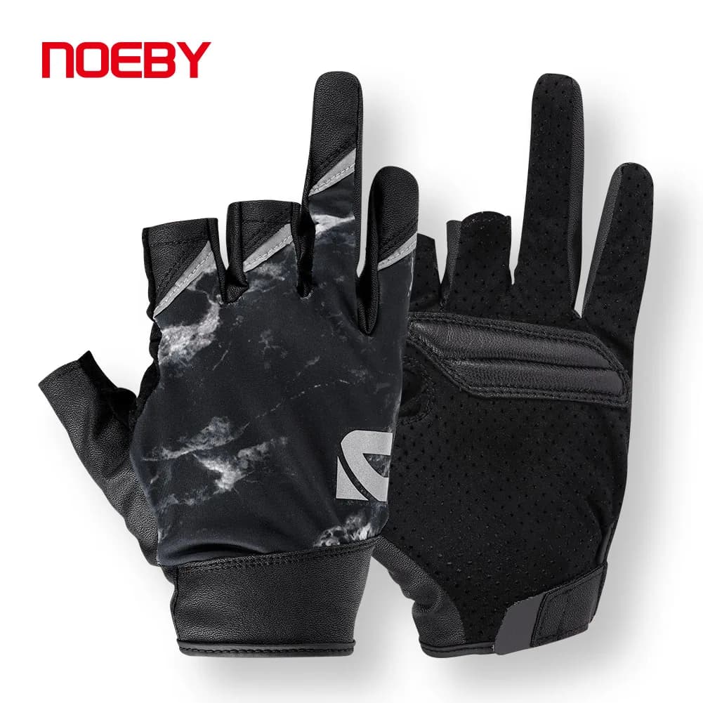Noeby 3 Fishing gloves half fingers UPF50 anti-slip gloves+ Breathable anti-slip for hiking, cycling, kayaking, fishing gear
