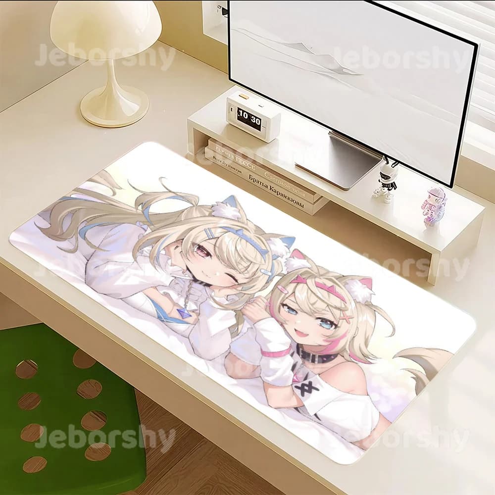 Tappetino per mouse grande con ragazza anime dai capelli blu e anatra, tappetino da gioco esteso, tappetino per tastiera antiscivolo per casa e ufficio