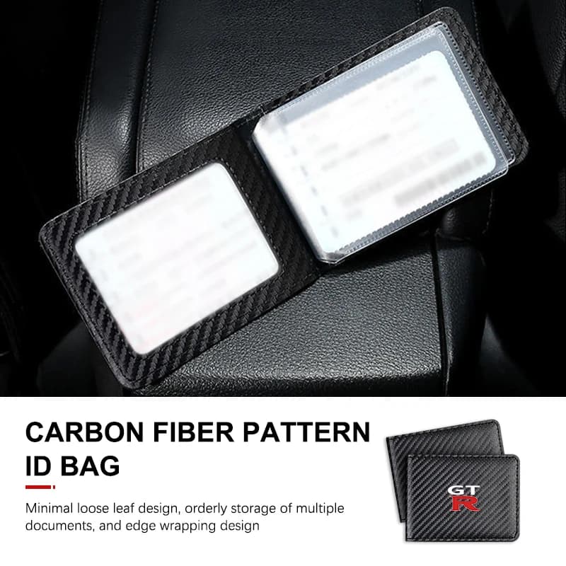 Carbon Fiber Credit ID Bag Card Wallet Holder Passport Cover For Nissan GTR X-trail Tiida Qashqai J10 J11 Leaf Kicks Versa