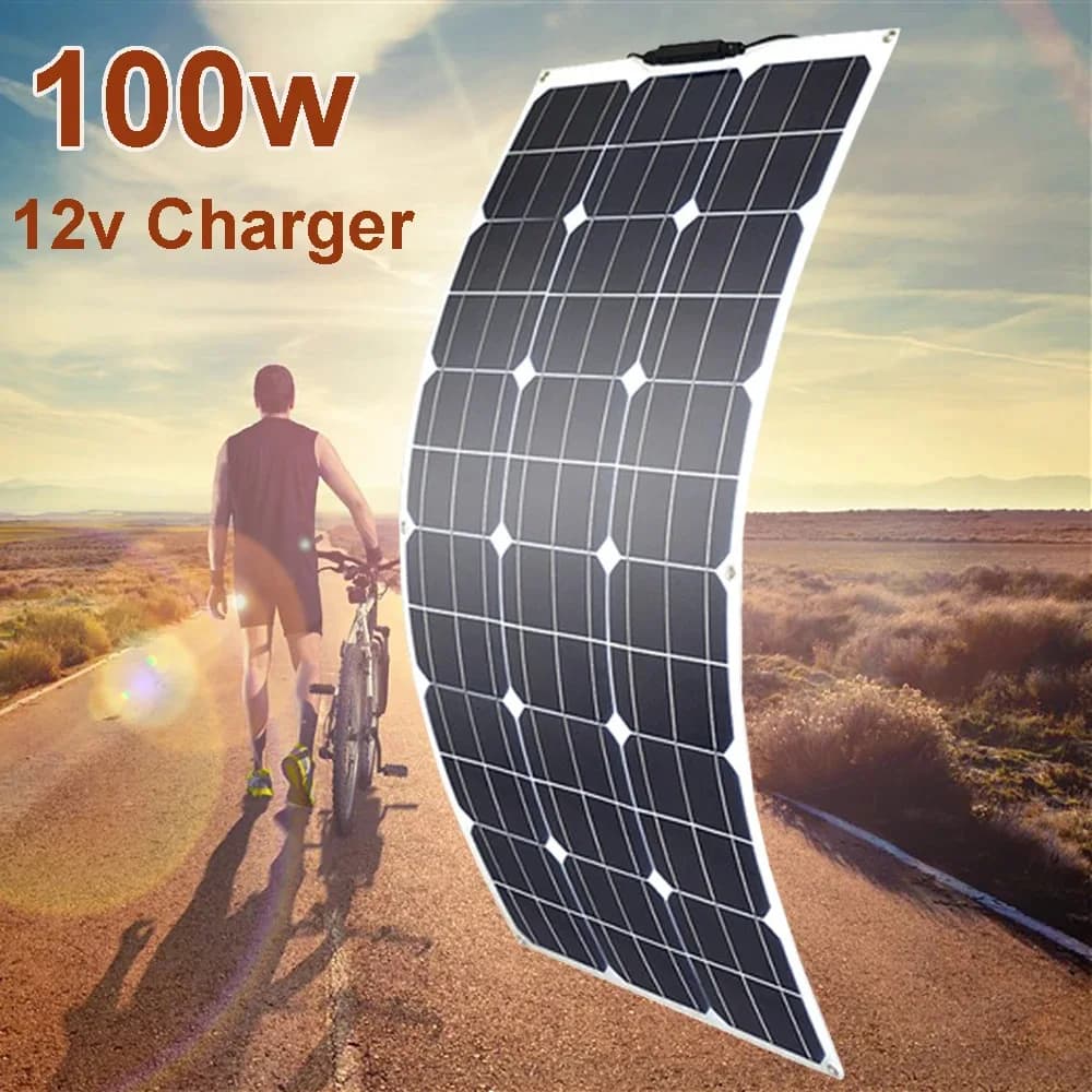 Pannello solare monocristallino semiflessibile da 100 W Kit solare pieghevole 18 V/12 V con controller per la ricarica dell'auto sul tetto della barca RV