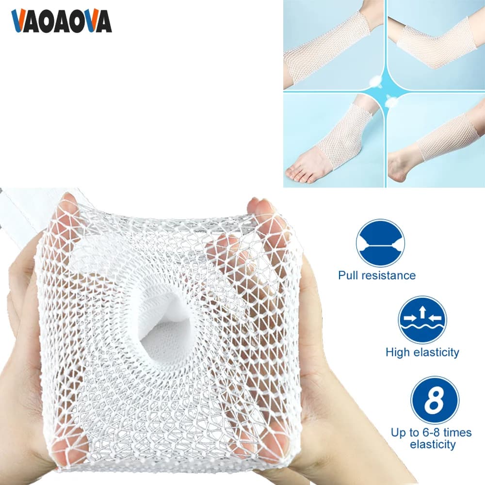1 rotolo di rete elastica fasciatura tubolare garza fissa benda traspirante fermo per medicazione per ferite adulti polso gomito ginocchio caviglia bambini