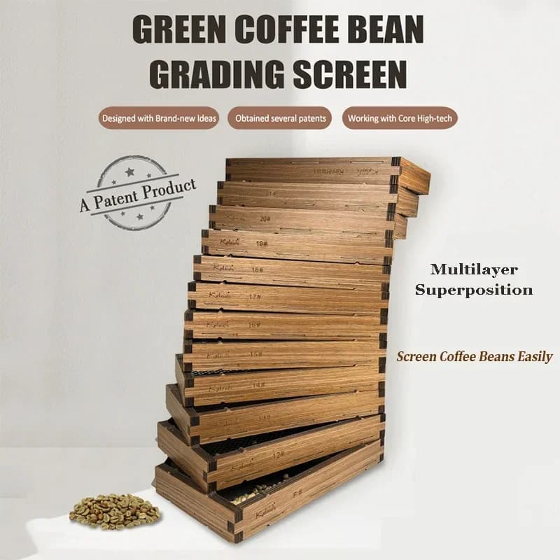 Schermo per la classificazione dei chicchi di caffè verde Kaleido Acciaio inossidabile 304 Foro rotondo Setaccio per la classificazione dei chicchi di caffè con valigia Spedizione gratuita