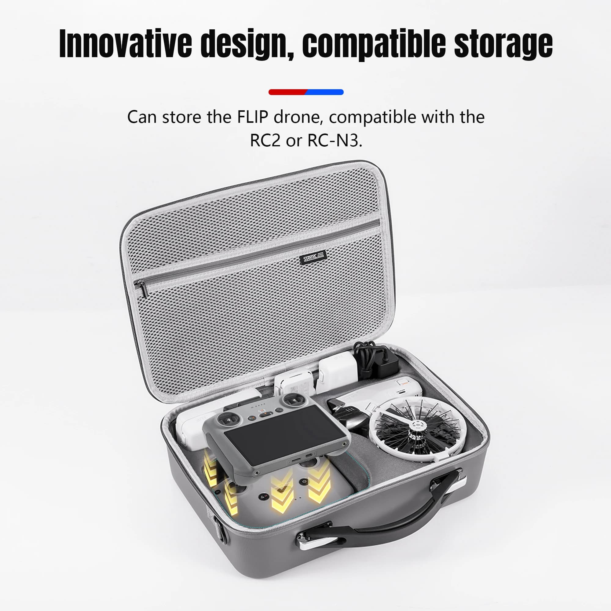 Flip Drone Case for DJI Flip Fly More Combo,Portable PU Leather Shoulder Bag Can Organizes RC2/RC-N3 Remote,7 Original Batteries