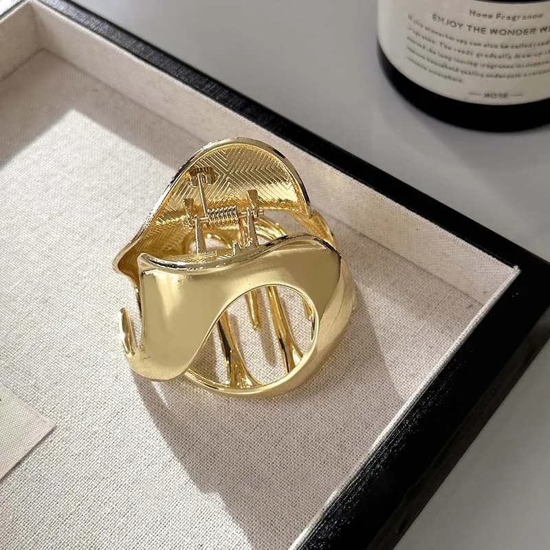 Nuova Molletta per Capelli Punk Geometrica in Metallo Oro Argento Semplice, Grande Fermaglio a Granchio Trendy per Donna, Accessori Coreani per Capelli