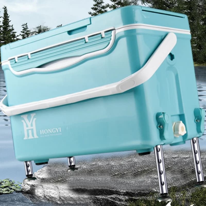 Ultralight Fishing Bucket with Backrest, Full Set Insulated Cooler Box & Multifunctional Tackle Station for Outdoor Angler