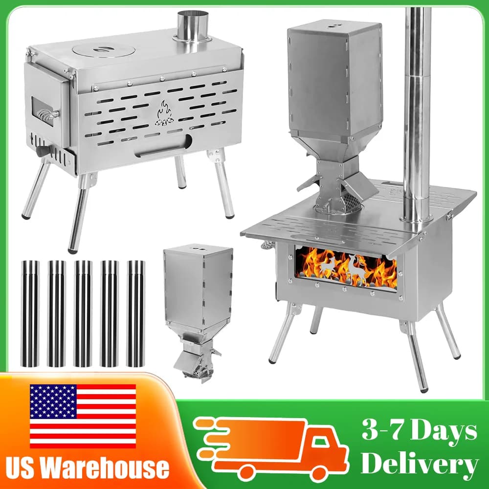 Wood Stove Folding for Exterior with Fumaria Canna, Portable for Camping, Kitchen, Heating, Hunting, Ice Fishing, Accessories