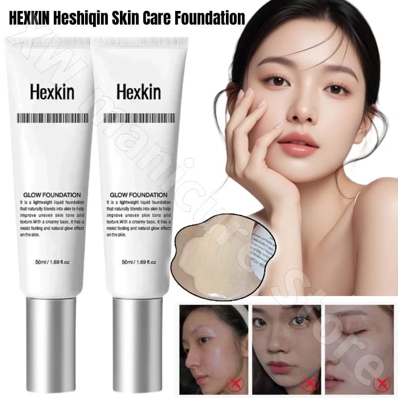 HEXKIN Heshiqin Fondotinta liquido Idratante e schiarente Isolamento del tono della pelle Crema per barbecue Correttore Protezione solare 50ml
