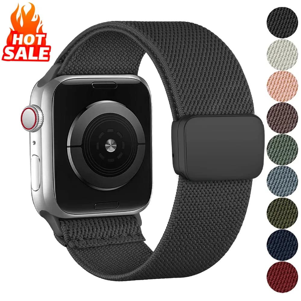 Cinturino per cinturino Apple Watch 45mm 44mm 40mm 49mm 41mm 38mm Scrunchie Nylon Magnetic Loop bracciale iwatch Ultra 2 Series 9 3 7 8 se